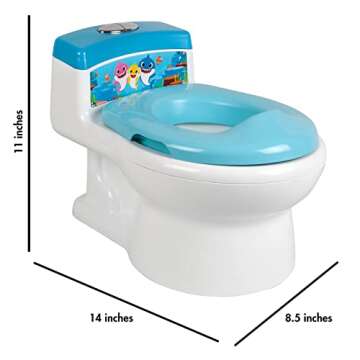 The First Years Pinkfong Baby Shark Potty Training Toilet and Toddler Toilet Seat - Potty Training Toilet Seat with Fun Flushing and Cheering Sounds