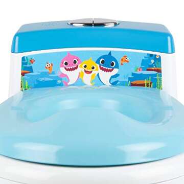 The First Years Pinkfong Baby Shark Potty Training Toilet and Toddler Toilet Seat - Potty Training Toilet Seat with Fun Flushing and Cheering Sounds