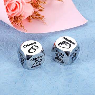 2 Pcs Anniversary Date Night Gifts for Couples Food Dice Christmas Birthday Gifts for Husband Wife Boyfriend Girlfriend Valentines Day Gifts for Him Her Funny Gifts for Men Women Couples Gift Ideas