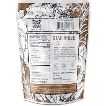 Soeos Star Anise, Anise Seeds, Whole Chinese Star Anise Pods for Baking and Tea, Star Anise Whole, 4 oz