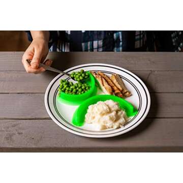 Food Cubby Plate Divider 2 PACK Green - Food Separator - Food Safe Silicone