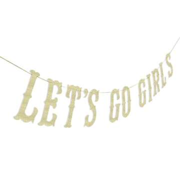 Party101 Gold Let's Go Girls Banner - Cowgirl Party Decorations for Girls - Birthday, Western, Space Disco Cowgirl Bachelorette, Cowboy, Last Rodeo & Nashville Bachelorette Party Decorations for Women