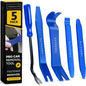 Auto Trim Removal Tool Kit - 5pcs (No Scratch Plastic Pry Kit), Door Panel Removal Tool, Car Clips, Push Rivets, Molding, Dashboards, Interior Trim Tools, Blue, Plastic Pry Tool Kit Auto