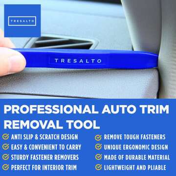 Auto Trim Removal Tool Kit - 5pcs (No Scratch Plastic Pry Kit), Door Panel Removal Tool, Car Clips, Push Rivets, Molding, Dashboards, Interior Trim Tools, Blue, Plastic Pry Tool Kit Auto