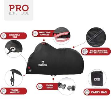 PRO BIKE TOOL Bike Cover - Heavy-Duty Bike Covers Outdoor Storage Waterproof 2 or 3 Bikes - Anti-UV Protection - Secure Fit with Lock Hole - Travel Ready for Car Racks - Includes Storage Bag, Black