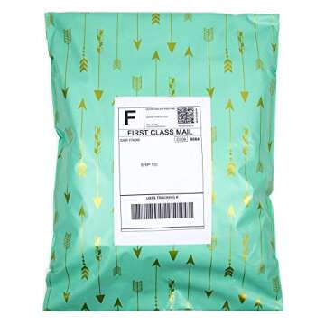 Inspired Mailers - Poly Mailers 14.5x19-50 Pack - Arrows Deluxe (Seafoam/Gold) - Packaging Bags - Printed Poly Mailers - Mailing Envelopes - Shipping Mailers