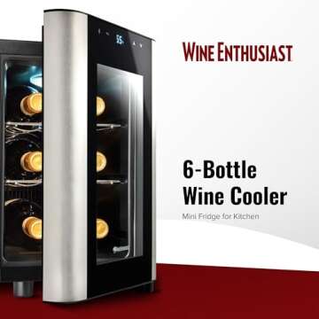 Wine Enthusiast 6-Bottle Countertop Wine Cooler - Mini Fridge for Kitchen with 3 Shelves, Adjustable Temperature Control, & Energy Efficient Cooling Beverage Refrigerator