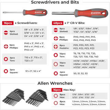 114-Piece Screwdriver Set with Magnetic Tips & Rack