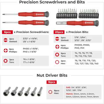 114-Piece Screwdriver Set with Magnetic Tips & Rack