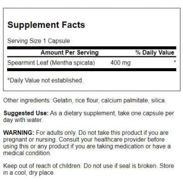 Swanson Spearmint Leaf (Mentha Spicata) - Full Spectrum Herbal Supplement Supporting Digestive Health & Mild Stomach Issues - Natural Formula Supporting Health & Wellness - (60 Capsules, 400mg Each)