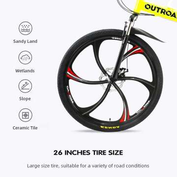 26 ich Folding Mountain Bike, 21 Speed High Carbon Steel Mountain Bike for Adults with 26 Inches Durable Tires, Front Suspension Folding Bicycle for Men and Women