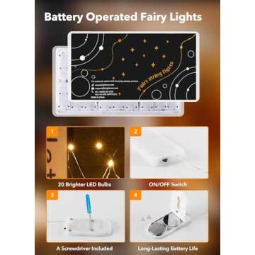 Brightown 12 Pack LED Fairy Lights Battery Operated String Lights - 7ft 20LED Waterproof Silver Wire Firefly Starry Moon Lights for DIY Crafts Wedding Table Centerpieces Party Bedroom Christmas