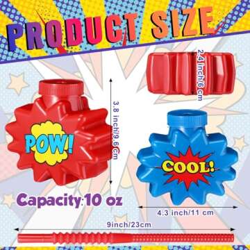 Maxcheck Hero Comic Themed Party Favor Gift Supplies Hero Cups with Straws and Lids,10 oz Plastic Cup for Pow Zap Bang Wham Boom Bulk Birthday Party Favor Supplies(12 Sets)