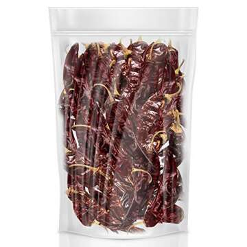 Dried California (Anaheim) Chile Peppers 10oz – Natural and Premium. Great In Mexican Recipes, Sauces, Stews, Salsa, Meats, Enchiladas. Mild Sweet Flavor. Air Tight Resealable Bag.