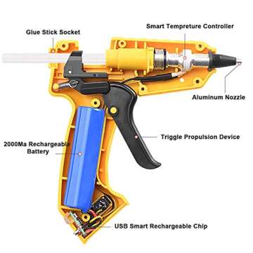 Cordless Hot Glue Gun AONOKOY USB Rechargeable Portable Mini Melt Glue Gun Kit with 20pcs Glue Sticks for DIY Crafts, School Projects and Fast Home Repairs