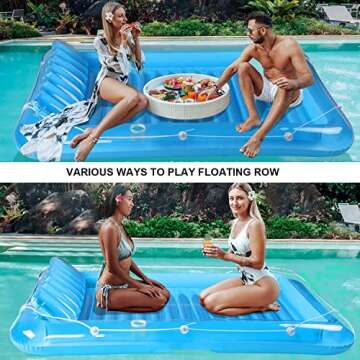 Inflatable Pool Floats Boat for Adults, Blow Up Tanning Pool Raft Sun Tan Tub with Inflatable Pillow for Family Outdoor, Garden, Backyard Summer Water Party (14+ Year Old)