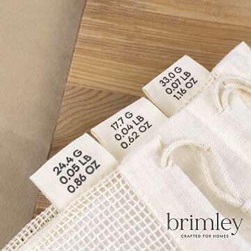 Brimley 6 Pack Reusable Cotton Produce Bags, 4 Medium and 2 Large Washable Produce Bags for Grocery Shopping with Tare Weight Tags