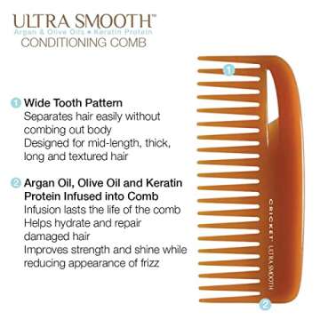 Cricket Ultra Smooth Hair Conditioning Rake Comb infused with Argan Oil