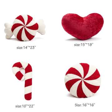 Eoieov Christmas Candy Throw Pillow Christmas Sweet Candy Throw Pillows Red and White Christmas Decorations Cute Plush Pillows Winter Home Decor Living Room Bedroom, 11.81 * 19.68in