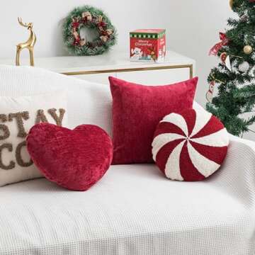 Eoieov Christmas Candy Throw Pillow Christmas Sweet Candy Throw Pillows Red and White Christmas Decorations Cute Plush Pillows Winter Home Decor Living Room Bedroom, 11.81 * 19.68in