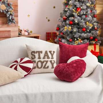 Eoieov Christmas Candy Throw Pillow Christmas Sweet Candy Throw Pillows Red and White Christmas Decorations Cute Plush Pillows Winter Home Decor Living Room Bedroom, 11.81 * 19.68in