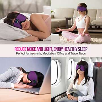 MUSICOZY 3D Bluetooth 5.2 Sleep Headphones, Breathable Wireless Music Eye Mask, Sleeping Headphones with Headband for Side Sleepers, Women, Men, Air Travel, Unique Tech Gifts