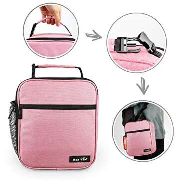 Hap Tim lunchbox for Adult, Insulated Lunch Bag for Women, Reusable Lunch Box, Spacious Lunchbag, Pink (18654-PK)