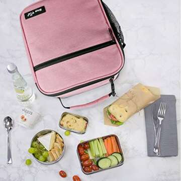 Hap Tim lunchbox for Adult, Insulated Lunch Bag for Women, Reusable Lunch Box, Spacious Lunchbag, Pink (18654-PK)