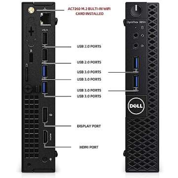 Dell OptiPlex 3050 Micro PC Mini Computer Desktop, Intel Core i7-6700T, 16GB DDR4 RAM, 512GB SSD, WiFi, Bluetooth, Displayport, USB 3.1, Windows 10 Pro (Renewed)