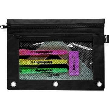 Durable 3-Ring Binder Pencil Pouch - Vibrant Colors for Students