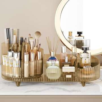 Rotating makeup organizer,Large Capacity Cosmetic Display Case, Gift for daughter