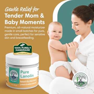 100% Pure Lanolin Cream - Handmade, Unrefined Balm for Dry & Itchy Skin, Cracked Lips, Breastfeeding, Baby Care, Moisture-Rich, Nursing Essentials & Petroleum-Free, Perfect for Hands, Face & Paw Care