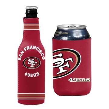 Football Can & Bottle Holder Insulator Beverage Huggie Cooler (San Francisco Red Crest/Logo (49ers))