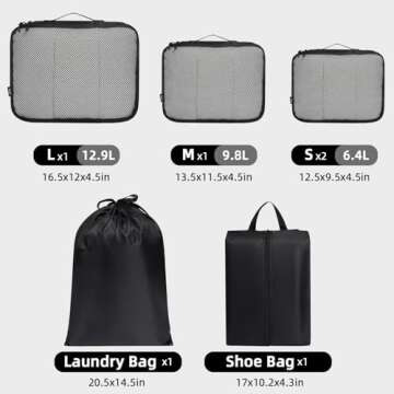 BAGAIL 6 Set Packing Cubes - Travel Organizers for Efficient Packing