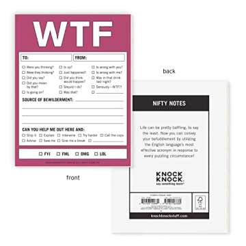 Knock Knock WTF Notes Nifty Note Checklist Memo Pad, 50 Sheets