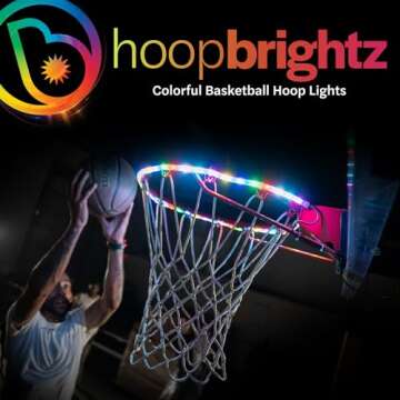 Brightz HoopBrightz LED Basketball Hoop Light - Basketball Gifts for Boys 10 8 12 14 - Light Up Basketball Hoop for Kids - Basketball Accessories for Boys - Outdoor Summer Fun Games for All Ages