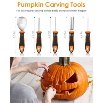 Luditek Pumpkin Carving Kit, 17 PCS Professional Stainless Steel Pumpkin Carving Tools with 3 Electronic Candles Lights and 10 Stencils, Jack-O-Lanterns Cutting Halloween Gifts for Adults