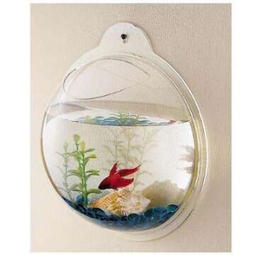 PRUGNA Wall-Hanging Fish Bowl Acrylic Wall-Mounted Plant Pot 1 Gallon Fish Tank 11.5-inches Decoration Planter