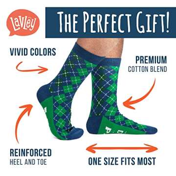 Lavley Best Dad By Par Funny Golf Socks For Men - Novelty Gifts For Dads and Grandpas who love golfing