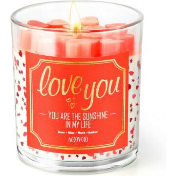 AOOVOO Anniversary Candle Gift for Her - Rose Scented Love You