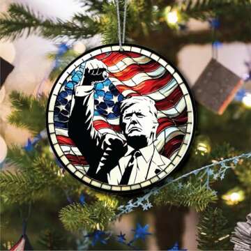 Trump Christmas Ornaments 2024, Donald Trump Christmas Ornament,Trump Ornament 2024, Donald Trump Ornament, Trump Ornament, Trump Gifts, Trump Merchandise (Trump with Raise Fist)