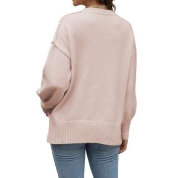 Grace's Secret Sweatshirt for Women Cable Knit Sweater Ribbed Long Sleeve Tops for Women Casual Fall Fashion 2024 Apricot S