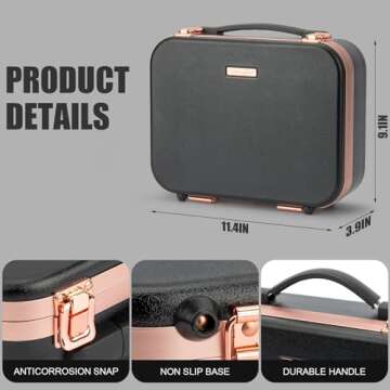 Extrei Gent Travel Makeup Train Case With LED Lights, 3 Brightness Adjustable Portable Makeup Organizer, Professional Adjustable Divider Storage Waterproof Makeup Train Case Accessories and Toolboxes