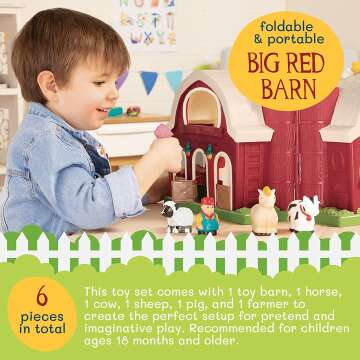 Battat Big Red Barn Animal Farm Playset for Toddlers