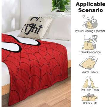 Superhero Spider Throw Blanket 60x50 Plush Comfort