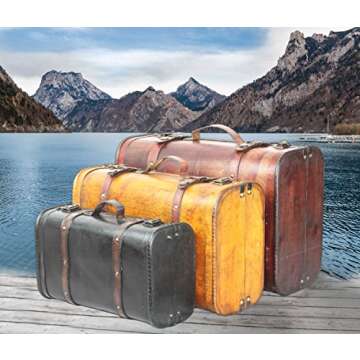 Vintiquewise Vintage Luggage Set - 3 Colorful Trunks