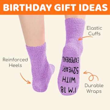 HAPPYPOP 70th Year Old Birthday Gifts for Women - Gifts for Women in Their 70s, Best Gifts for 70 Year Old Woman, Fuzzy 70th Birthday Socks