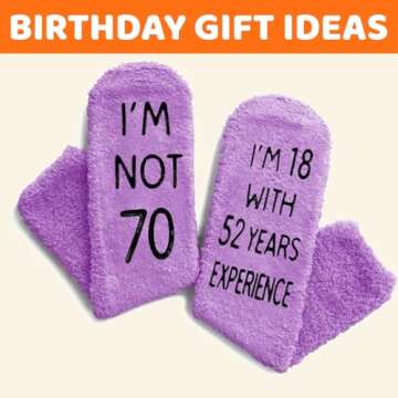 HAPPYPOP 70th Year Old Birthday Gifts for Women - Gifts for Women in Their 70s, Best Gifts for 70 Year Old Woman, Fuzzy 70th Birthday Socks