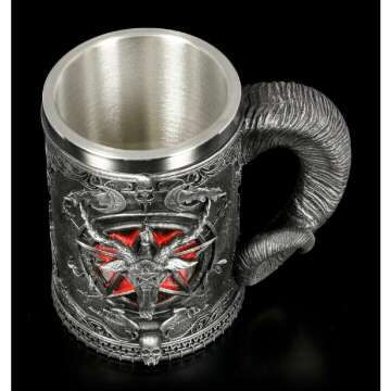 Pankero4y Medieval Mug, Baphomet Beer Wine Mug Cups, Satanism Occult Sabbatic Goat Pentagram Beer Tankard, Realistic Pentagram Cup Mug for Beer Wine Coffee Juice Drinking Home Decor