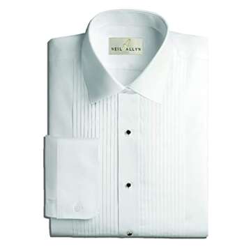 Neil Allyn Mens Tuxedo Shirt Poly/Cotton Laydown Collar 1/4 Inch Pleat (15 X 32-33)White